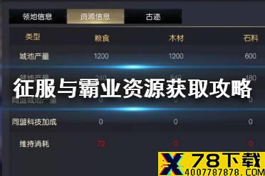《征服与霸业》资源怎么获得 资源获取方法汇总