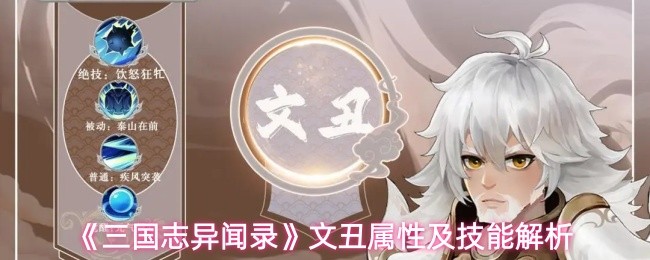《三国志异闻录》文丑角色属性与技能深度剖析
